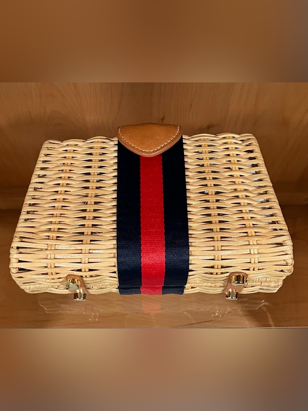 J. McLaughlin Wicker Olivia Clutch Natural Stripe - Picture 14 of 17